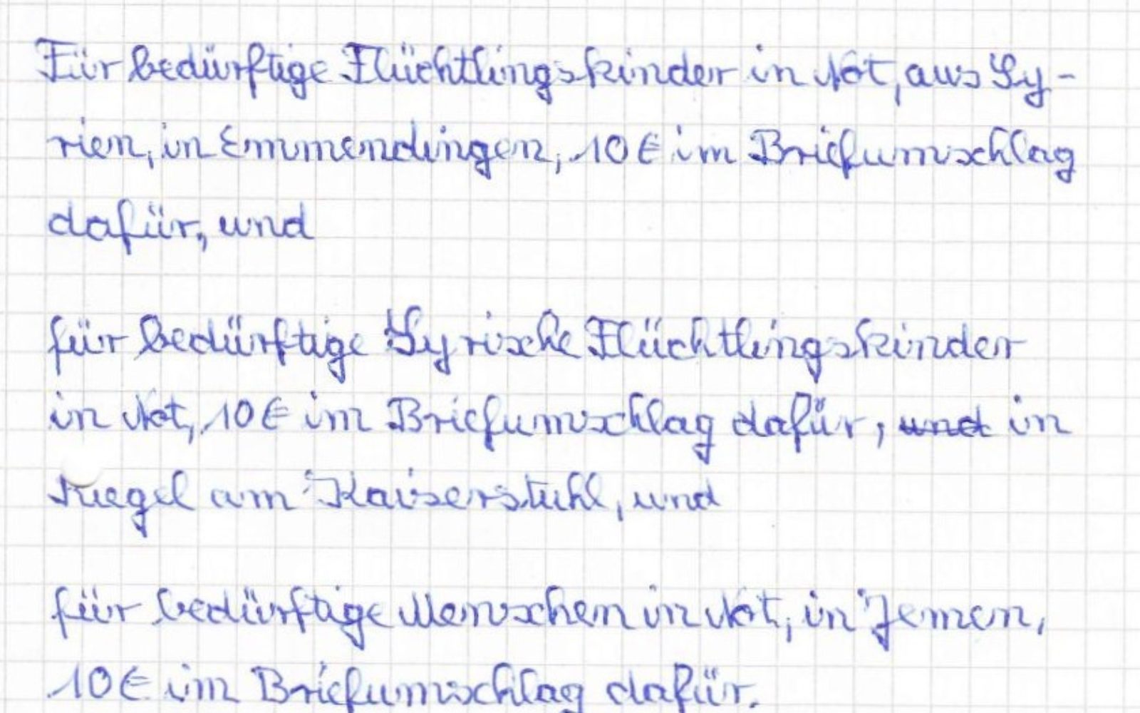Letter from a donor