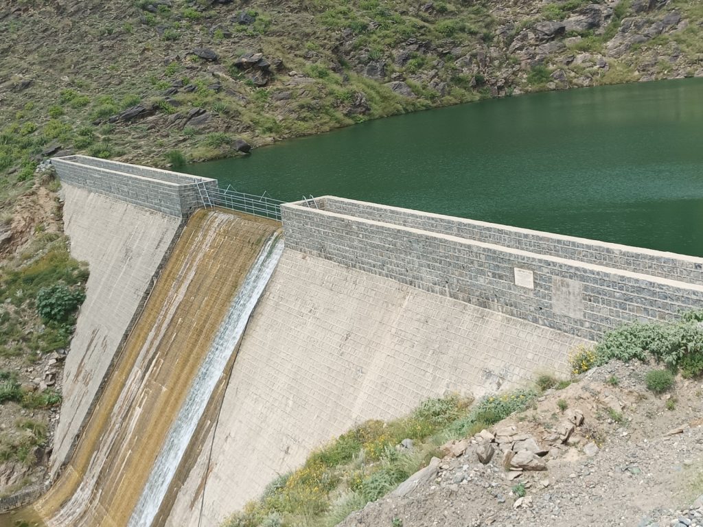 Aerial view of the Ba'aer dam and reservoir in Haydan, Sa'ada, Yemen