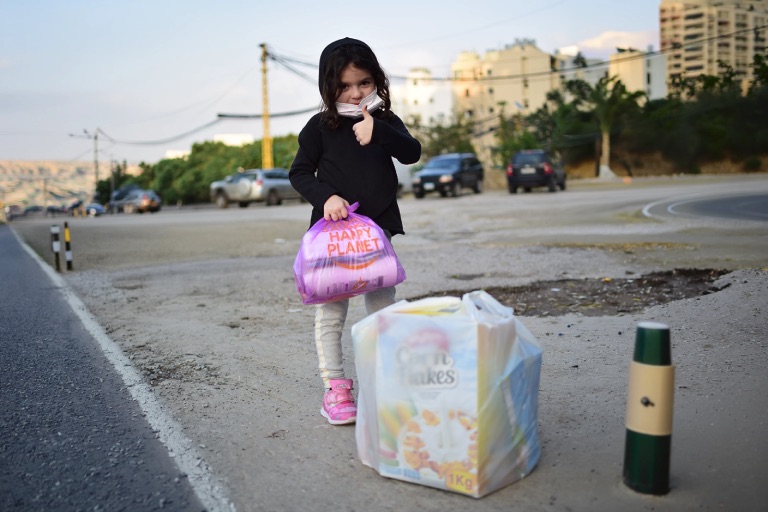 A girl on the street in Lebanon